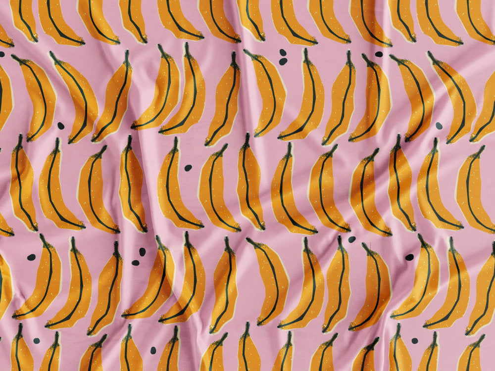 Tecido Bananas Fundo Rosa - P360