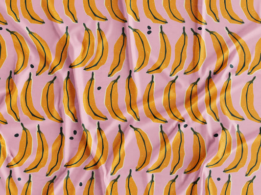 Tecido Bananas Fundo Rosa - P360